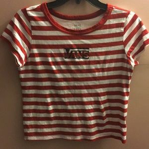 This is a red and white vans shirt ❤️